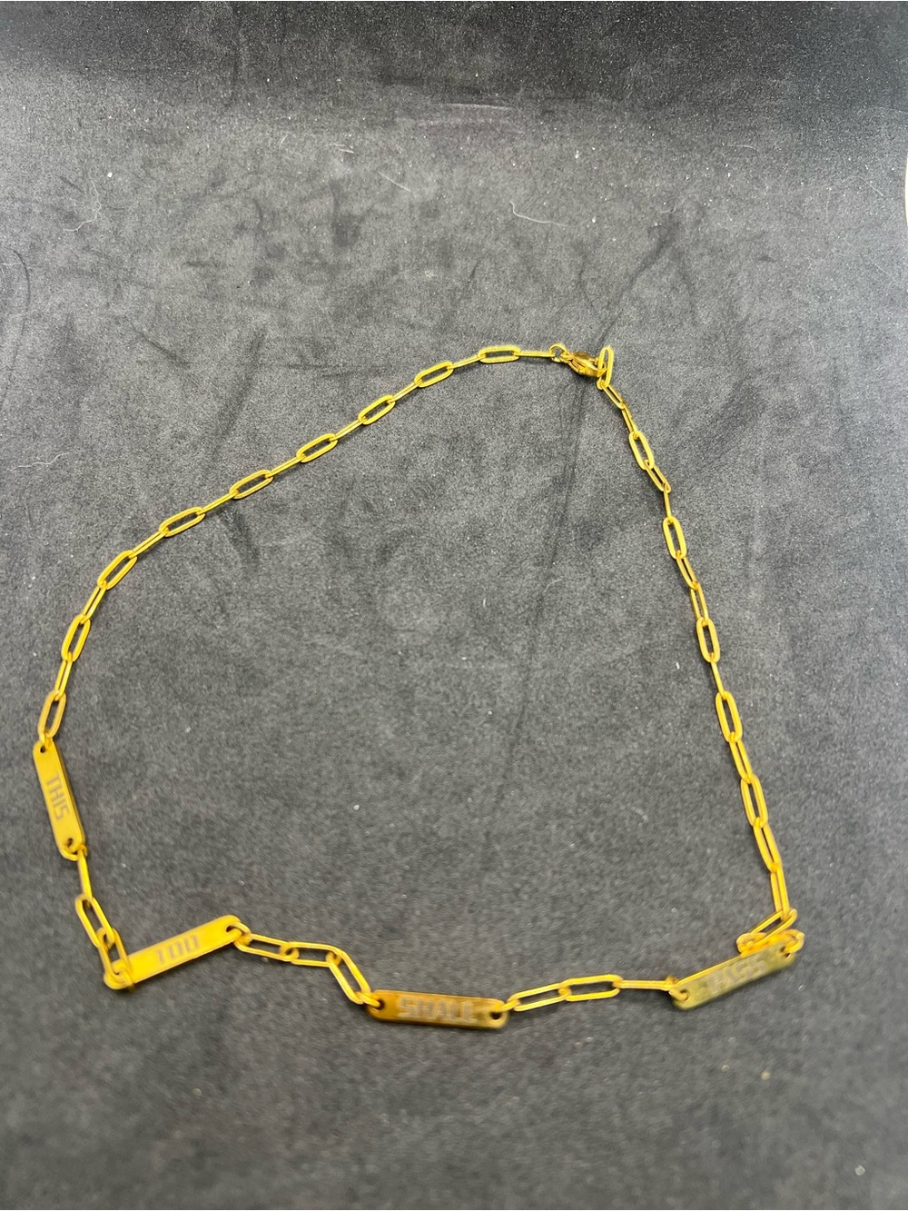 Gold Tone Chain Link Necklace with Bar Accents - This Too Shall Pass